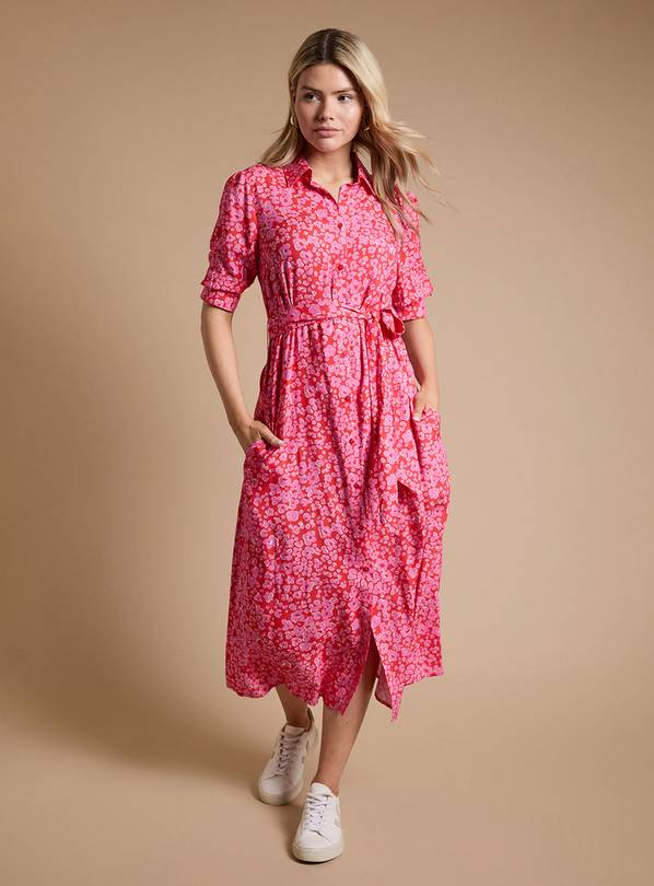 DOROTHY PERKINS Red Animal Midi Shirt Dress 18